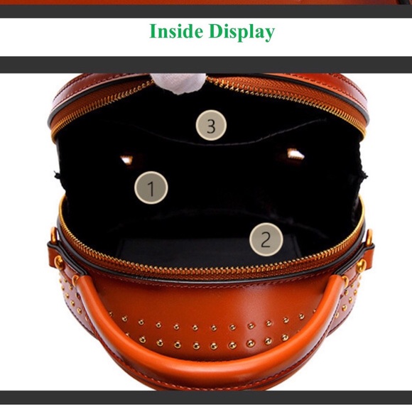 Small Round Luxury Leather Crossbody Bag - Picture 5 of 8